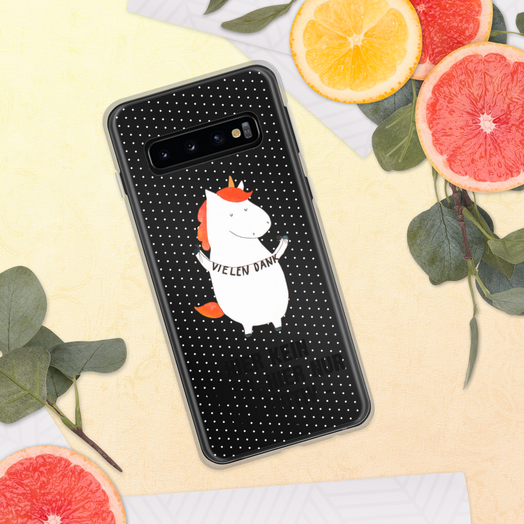 Handyhülle Einhorn Vielen Dank Danke, vielen Dank, Einhorn, Einhörner, Dankeschön, Danksagung, Handyhülle, Handycover, Transparente Handyhülle, Flexible Handyhülle, Handyschutz, Transparent, Durchsichtig, Schutzhülle für Handy, Stilvolle Handyhülle, Robuste Handyhülle, Schutz vor Kratzern, Schützende Handyhülle  Einhorn, Einhörner, Einhorn Deko, Pegasus, Unicorn
