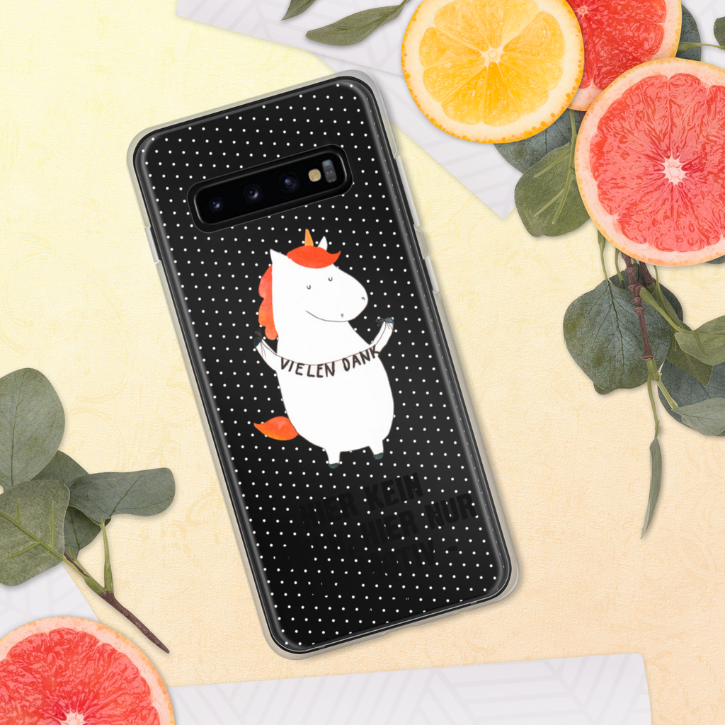Handyhülle Einhorn Vielen Dank Danke, vielen Dank, Einhorn, Einhörner, Dankeschön, Danksagung, Handyhülle, Handycover, Transparente Handyhülle, Flexible Handyhülle, Handyschutz, Transparent, Durchsichtig, Schutzhülle für Handy, Stilvolle Handyhülle, Robuste Handyhülle, Schutz vor Kratzern, Schützende Handyhülle  Einhorn, Einhörner, Einhorn Deko, Pegasus, Unicorn