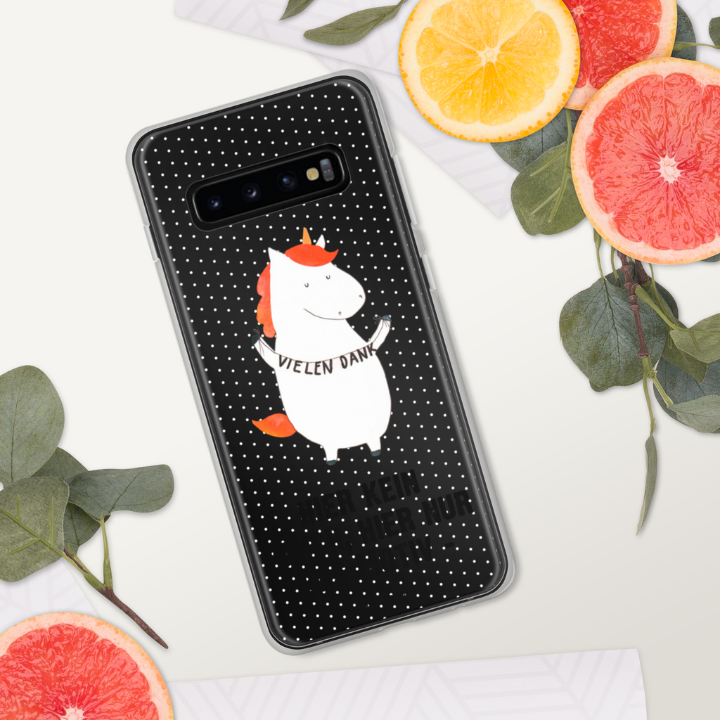 Handyhülle Einhorn Vielen Dank Danke, vielen Dank, Einhorn, Einhörner, Dankeschön, Danksagung, Handyhülle, Handycover, Transparente Handyhülle, Flexible Handyhülle, Handyschutz, Transparent, Durchsichtig, Schutzhülle für Handy, Stilvolle Handyhülle, Robuste Handyhülle, Schutz vor Kratzern, Schützende Handyhülle  Einhorn, Einhörner, Einhorn Deko, Pegasus, Unicorn