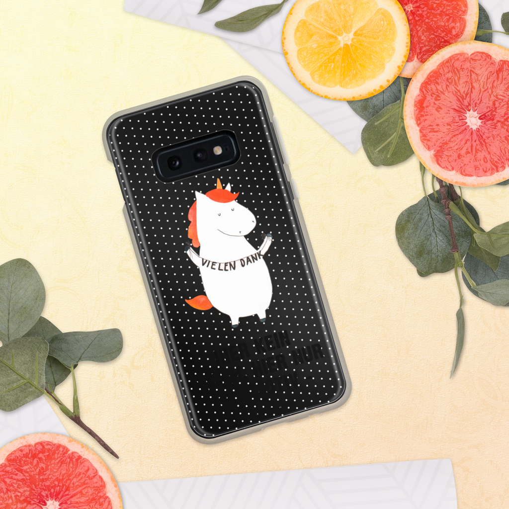 Handyhülle Einhorn Vielen Dank Danke, vielen Dank, Einhorn, Einhörner, Dankeschön, Danksagung, Handyhülle, Handycover, Transparente Handyhülle, Flexible Handyhülle, Handyschutz, Transparent, Durchsichtig, Schutzhülle für Handy, Stilvolle Handyhülle, Robuste Handyhülle, Schutz vor Kratzern, Schützende Handyhülle  Einhorn, Einhörner, Einhorn Deko, Pegasus, Unicorn