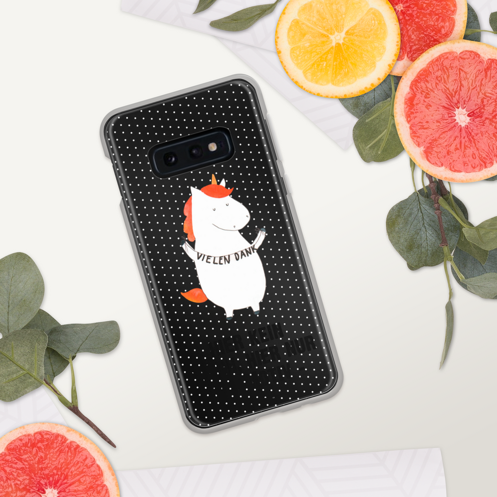 Handyhülle Einhorn Vielen Dank Danke, vielen Dank, Einhorn, Einhörner, Dankeschön, Danksagung, Handyhülle, Handycover, Transparente Handyhülle, Flexible Handyhülle, Handyschutz, Transparent, Durchsichtig, Schutzhülle für Handy, Stilvolle Handyhülle, Robuste Handyhülle, Schutz vor Kratzern, Schützende Handyhülle  Einhorn, Einhörner, Einhorn Deko, Pegasus, Unicorn