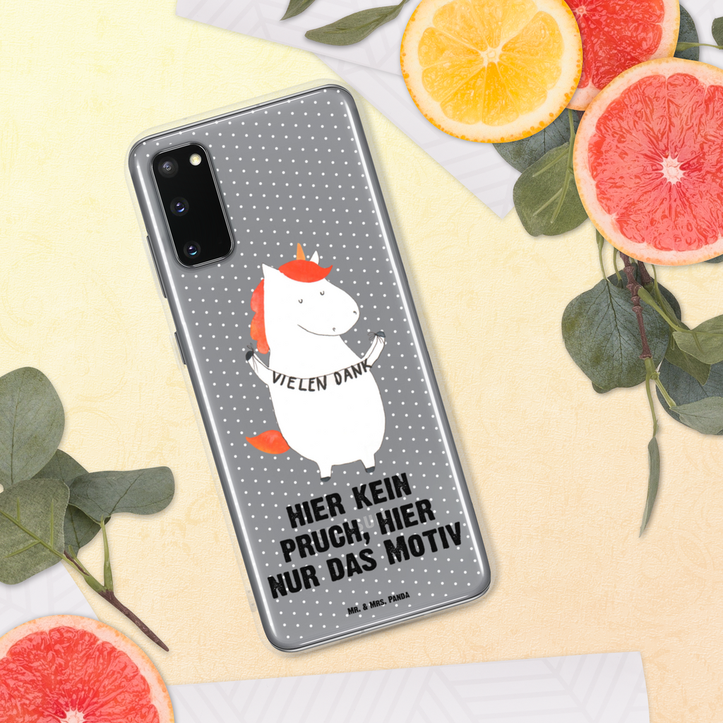 Handyhülle Einhorn Vielen Dank Danke, vielen Dank, Einhorn, Einhörner, Dankeschön, Danksagung, Handyhülle, Handycover, Transparente Handyhülle, Flexible Handyhülle, Handyschutz, Transparent, Durchsichtig, Schutzhülle für Handy, Stilvolle Handyhülle, Robuste Handyhülle, Schutz vor Kratzern, Schützende Handyhülle  Einhorn, Einhörner, Einhorn Deko, Pegasus, Unicorn