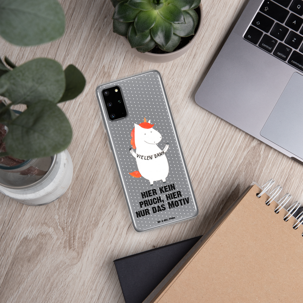 Handyhülle Einhorn Vielen Dank Danke, vielen Dank, Einhorn, Einhörner, Dankeschön, Danksagung, Handyhülle, Handycover, Transparente Handyhülle, Flexible Handyhülle, Handyschutz, Transparent, Durchsichtig, Schutzhülle für Handy, Stilvolle Handyhülle, Robuste Handyhülle, Schutz vor Kratzern, Schützende Handyhülle  Einhorn, Einhörner, Einhorn Deko, Pegasus, Unicorn