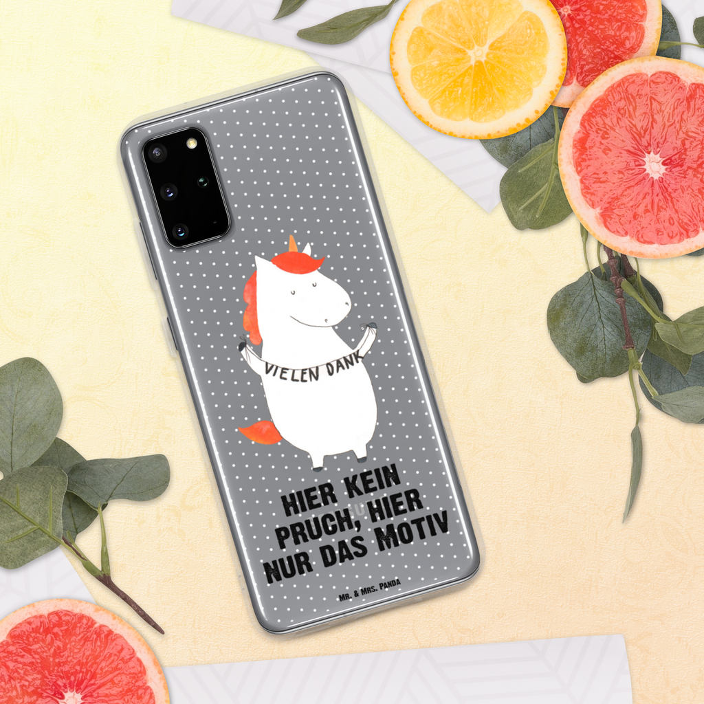 Handyhülle Einhorn Vielen Dank Danke, vielen Dank, Einhorn, Einhörner, Dankeschön, Danksagung, Handyhülle, Handycover, Transparente Handyhülle, Flexible Handyhülle, Handyschutz, Transparent, Durchsichtig, Schutzhülle für Handy, Stilvolle Handyhülle, Robuste Handyhülle, Schutz vor Kratzern, Schützende Handyhülle  Einhorn, Einhörner, Einhorn Deko, Pegasus, Unicorn