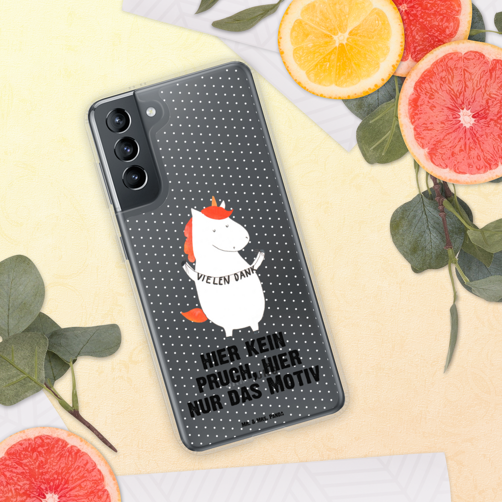 Handyhülle Einhorn Vielen Dank Danke, vielen Dank, Einhorn, Einhörner, Dankeschön, Danksagung, Handyhülle, Handycover, Transparente Handyhülle, Flexible Handyhülle, Handyschutz, Transparent, Durchsichtig, Schutzhülle für Handy, Stilvolle Handyhülle, Robuste Handyhülle, Schutz vor Kratzern, Schützende Handyhülle  Einhorn, Einhörner, Einhorn Deko, Pegasus, Unicorn