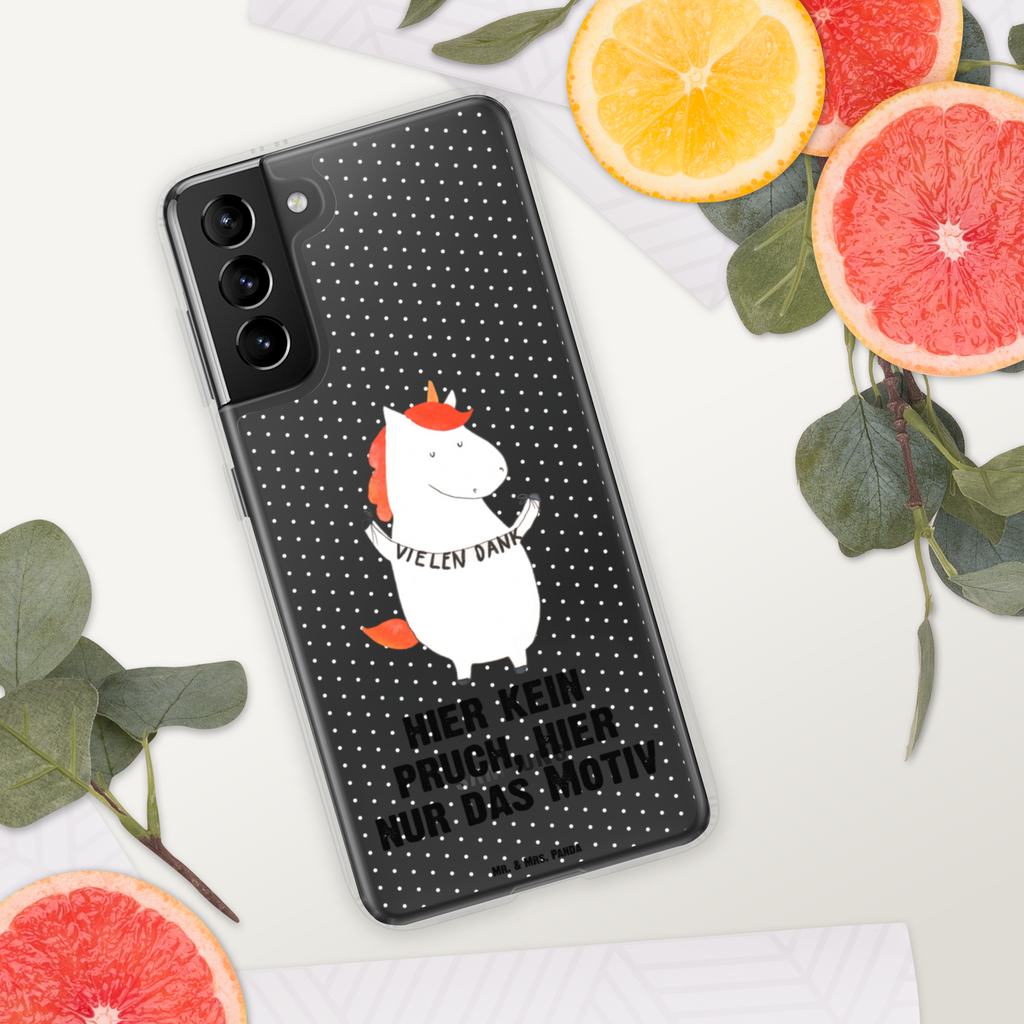 Handyhülle Einhorn Vielen Dank Danke, vielen Dank, Einhorn, Einhörner, Dankeschön, Danksagung, Handyhülle, Handycover, Transparente Handyhülle, Flexible Handyhülle, Handyschutz, Transparent, Durchsichtig, Schutzhülle für Handy, Stilvolle Handyhülle, Robuste Handyhülle, Schutz vor Kratzern, Schützende Handyhülle  Einhorn, Einhörner, Einhorn Deko, Pegasus, Unicorn