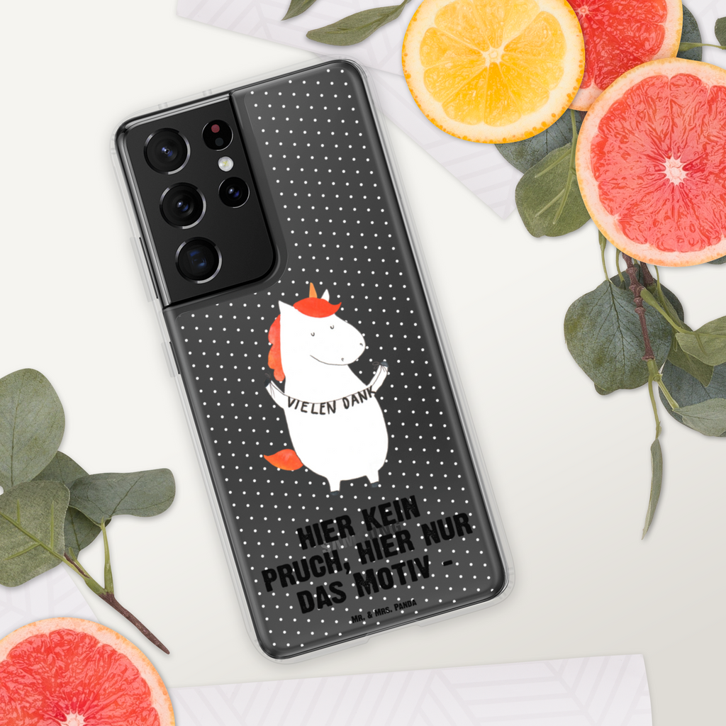 Handyhülle Einhorn Vielen Dank Danke, vielen Dank, Einhorn, Einhörner, Dankeschön, Danksagung, Handyhülle, Handycover, Transparente Handyhülle, Flexible Handyhülle, Handyschutz, Transparent, Durchsichtig, Schutzhülle für Handy, Stilvolle Handyhülle, Robuste Handyhülle, Schutz vor Kratzern, Schützende Handyhülle  Einhorn, Einhörner, Einhorn Deko, Pegasus, Unicorn