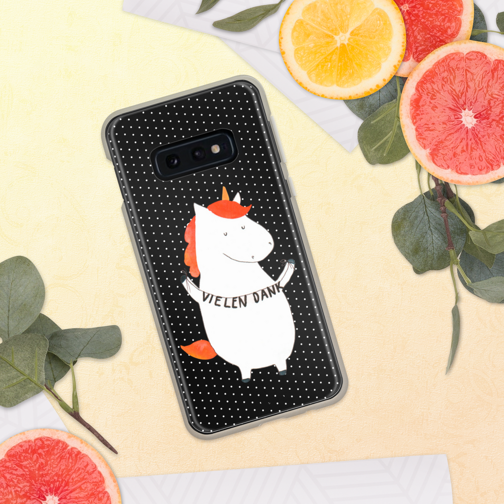 Handyhülle Einhorn Vielen Dank Danke, vielen Dank, Einhorn, Einhörner, Dankeschön, Danksagung, Handyhülle, Handycover, Transparente Handyhülle, Flexible Handyhülle, Handyschutz, Transparent, Durchsichtig, Schutzhülle für Handy, Stilvolle Handyhülle, Robuste Handyhülle, Schutz vor Kratzern, Schützende Handyhülle  Einhorn, Einhörner, Einhorn Deko, Pegasus, Unicorn