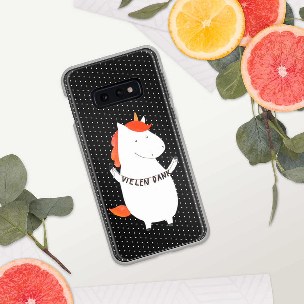 Handyhülle Einhorn Vielen Dank Danke, vielen Dank, Einhorn, Einhörner, Dankeschön, Danksagung, Handyhülle, Handycover, Transparente Handyhülle, Flexible Handyhülle, Handyschutz, Transparent, Durchsichtig, Schutzhülle für Handy, Stilvolle Handyhülle, Robuste Handyhülle, Schutz vor Kratzern, Schützende Handyhülle  Einhorn, Einhörner, Einhorn Deko, Pegasus, Unicorn