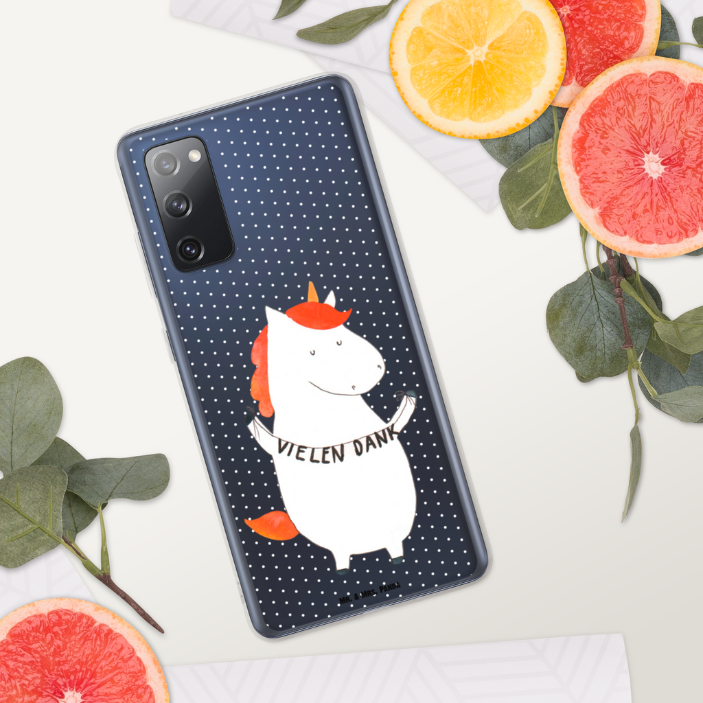 Handyhülle Einhorn Vielen Dank Danke, vielen Dank, Einhorn, Einhörner, Dankeschön, Danksagung, Handyhülle, Handycover, Transparente Handyhülle, Flexible Handyhülle, Handyschutz, Transparent, Durchsichtig, Schutzhülle für Handy, Stilvolle Handyhülle, Robuste Handyhülle, Schutz vor Kratzern, Schützende Handyhülle  Einhorn, Einhörner, Einhorn Deko, Pegasus, Unicorn