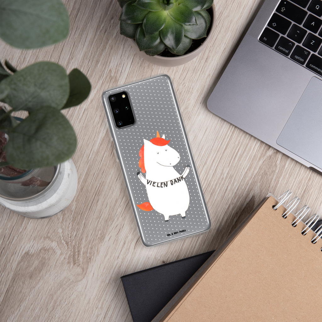 Handyhülle Einhorn Vielen Dank Danke, vielen Dank, Einhorn, Einhörner, Dankeschön, Danksagung, Handyhülle, Handycover, Transparente Handyhülle, Flexible Handyhülle, Handyschutz, Transparent, Durchsichtig, Schutzhülle für Handy, Stilvolle Handyhülle, Robuste Handyhülle, Schutz vor Kratzern, Schützende Handyhülle  Einhorn, Einhörner, Einhorn Deko, Pegasus, Unicorn