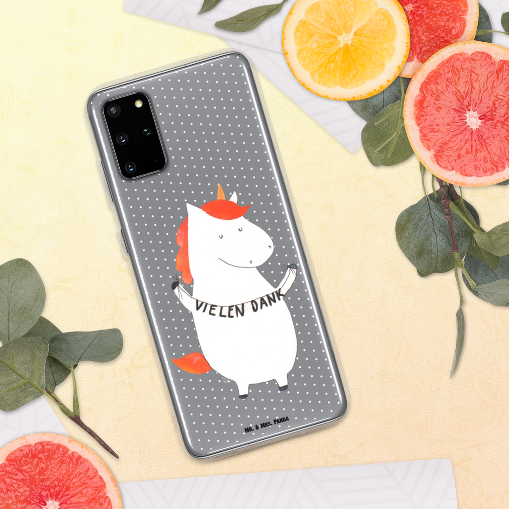 Handyhülle Einhorn Vielen Dank Danke, vielen Dank, Einhorn, Einhörner, Dankeschön, Danksagung, Handyhülle, Handycover, Transparente Handyhülle, Flexible Handyhülle, Handyschutz, Transparent, Durchsichtig, Schutzhülle für Handy, Stilvolle Handyhülle, Robuste Handyhülle, Schutz vor Kratzern, Schützende Handyhülle  Einhorn, Einhörner, Einhorn Deko, Pegasus, Unicorn