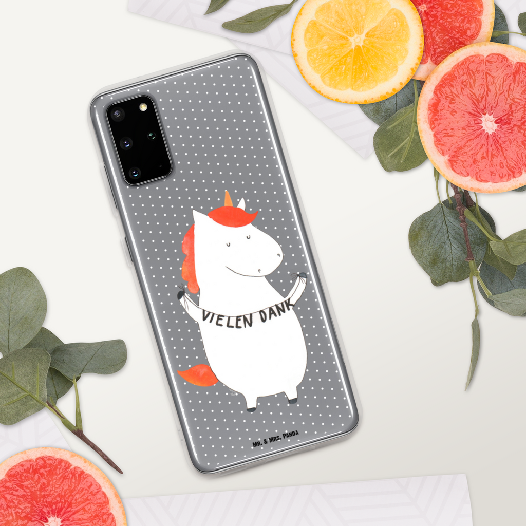 Handyhülle Einhorn Vielen Dank Danke, vielen Dank, Einhorn, Einhörner, Dankeschön, Danksagung, Handyhülle, Handycover, Transparente Handyhülle, Flexible Handyhülle, Handyschutz, Transparent, Durchsichtig, Schutzhülle für Handy, Stilvolle Handyhülle, Robuste Handyhülle, Schutz vor Kratzern, Schützende Handyhülle  Einhorn, Einhörner, Einhorn Deko, Pegasus, Unicorn