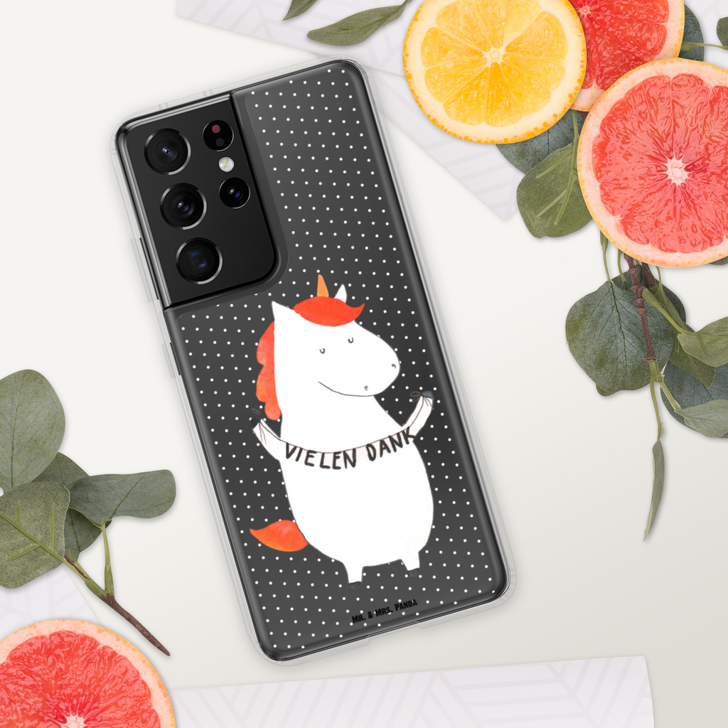Handyhülle Einhorn Vielen Dank Danke, vielen Dank, Einhorn, Einhörner, Dankeschön, Danksagung, Handyhülle, Handycover, Transparente Handyhülle, Flexible Handyhülle, Handyschutz, Transparent, Durchsichtig, Schutzhülle für Handy, Stilvolle Handyhülle, Robuste Handyhülle, Schutz vor Kratzern, Schützende Handyhülle  Einhorn, Einhörner, Einhorn Deko, Pegasus, Unicorn