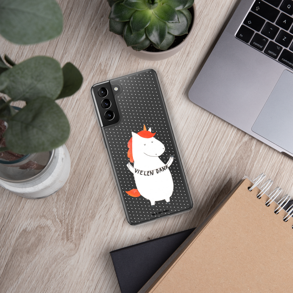 Handyhülle Einhorn Vielen Dank Danke, vielen Dank, Einhorn, Einhörner, Dankeschön, Danksagung, Handyhülle, Handycover, Transparente Handyhülle, Flexible Handyhülle, Handyschutz, Transparent, Durchsichtig, Schutzhülle für Handy, Stilvolle Handyhülle, Robuste Handyhülle, Schutz vor Kratzern, Schützende Handyhülle  Einhorn, Einhörner, Einhorn Deko, Pegasus, Unicorn