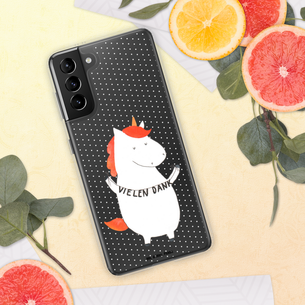 Handyhülle Einhorn Vielen Dank Danke, vielen Dank, Einhorn, Einhörner, Dankeschön, Danksagung, Handyhülle, Handycover, Transparente Handyhülle, Flexible Handyhülle, Handyschutz, Transparent, Durchsichtig, Schutzhülle für Handy, Stilvolle Handyhülle, Robuste Handyhülle, Schutz vor Kratzern, Schützende Handyhülle  Einhorn, Einhörner, Einhorn Deko, Pegasus, Unicorn