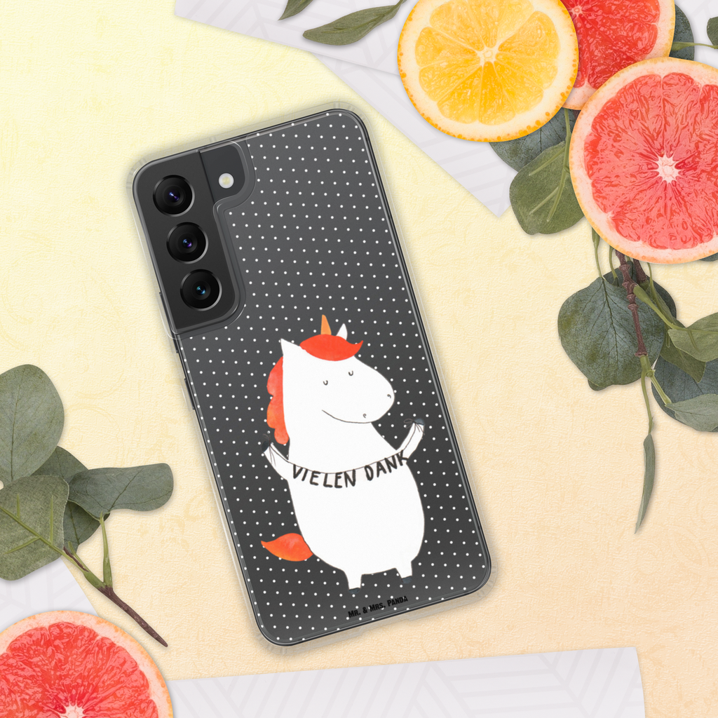 Handyhülle Einhorn Vielen Dank Danke, vielen Dank, Einhorn, Einhörner, Dankeschön, Danksagung, Handyhülle, Handycover, Transparente Handyhülle, Flexible Handyhülle, Handyschutz, Transparent, Durchsichtig, Schutzhülle für Handy, Stilvolle Handyhülle, Robuste Handyhülle, Schutz vor Kratzern, Schützende Handyhülle  Einhorn, Einhörner, Einhorn Deko, Pegasus, Unicorn