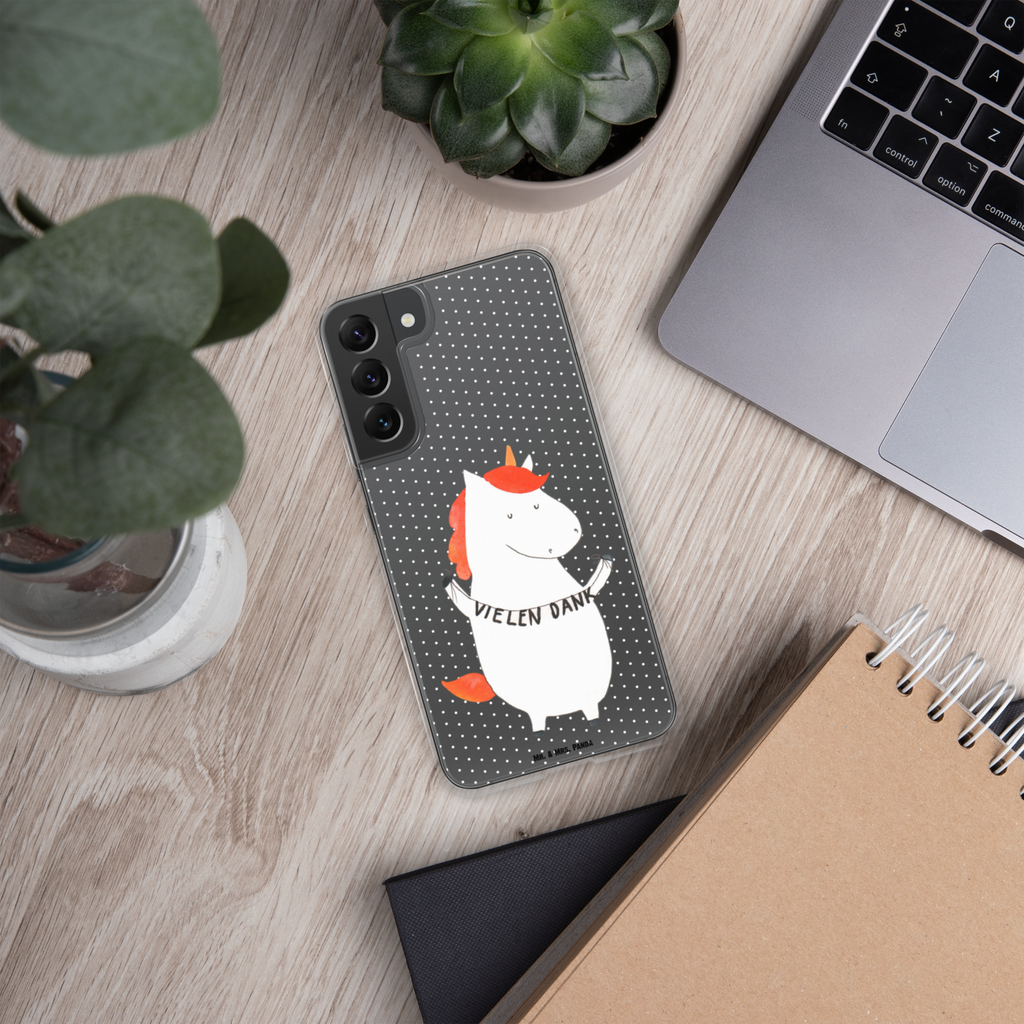 Handyhülle Einhorn Vielen Dank Danke, vielen Dank, Einhorn, Einhörner, Dankeschön, Danksagung, Handyhülle, Handycover, Transparente Handyhülle, Flexible Handyhülle, Handyschutz, Transparent, Durchsichtig, Schutzhülle für Handy, Stilvolle Handyhülle, Robuste Handyhülle, Schutz vor Kratzern, Schützende Handyhülle  Einhorn, Einhörner, Einhorn Deko, Pegasus, Unicorn