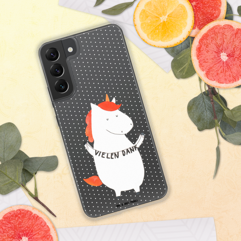 Handyhülle Einhorn Vielen Dank Danke, vielen Dank, Einhorn, Einhörner, Dankeschön, Danksagung, Handyhülle, Handycover, Transparente Handyhülle, Flexible Handyhülle, Handyschutz, Transparent, Durchsichtig, Schutzhülle für Handy, Stilvolle Handyhülle, Robuste Handyhülle, Schutz vor Kratzern, Schützende Handyhülle  Einhorn, Einhörner, Einhorn Deko, Pegasus, Unicorn