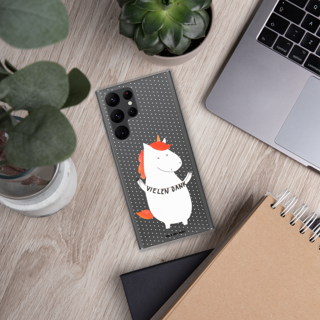 Handyhülle Einhorn Vielen Dank Danke, vielen Dank, Einhorn, Einhörner, Dankeschön, Danksagung, Handyhülle, Handycover, Transparente Handyhülle, Flexible Handyhülle, Handyschutz, Transparent, Durchsichtig, Schutzhülle für Handy, Stilvolle Handyhülle, Robuste Handyhülle, Schutz vor Kratzern, Schützende Handyhülle  Einhorn, Einhörner, Einhorn Deko, Pegasus, Unicorn