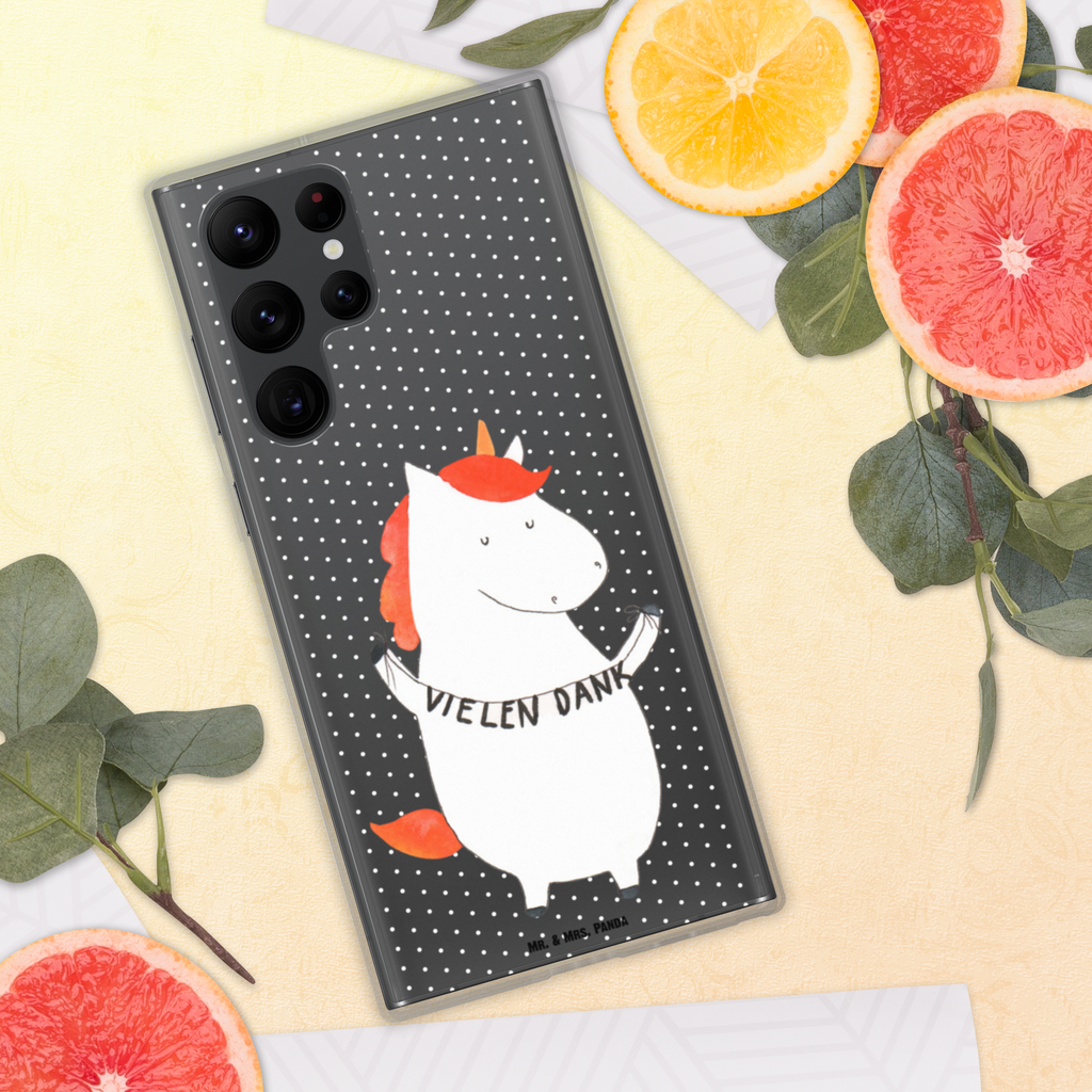 Handyhülle Einhorn Vielen Dank Danke, vielen Dank, Einhorn, Einhörner, Dankeschön, Danksagung, Handyhülle, Handycover, Transparente Handyhülle, Flexible Handyhülle, Handyschutz, Transparent, Durchsichtig, Schutzhülle für Handy, Stilvolle Handyhülle, Robuste Handyhülle, Schutz vor Kratzern, Schützende Handyhülle  Einhorn, Einhörner, Einhorn Deko, Pegasus, Unicorn