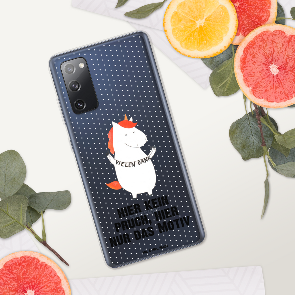 Handyhülle Einhorn Vielen Dank Danke, vielen Dank, Einhorn, Einhörner, Dankeschön, Danksagung, Handyhülle, Handycover, Transparente Handyhülle, Flexible Handyhülle, Handyschutz, Transparent, Durchsichtig, Schutzhülle für Handy, Stilvolle Handyhülle, Robuste Handyhülle, Schutz vor Kratzern, Schützende Handyhülle  Einhorn, Einhörner, Einhorn Deko, Pegasus, Unicorn
