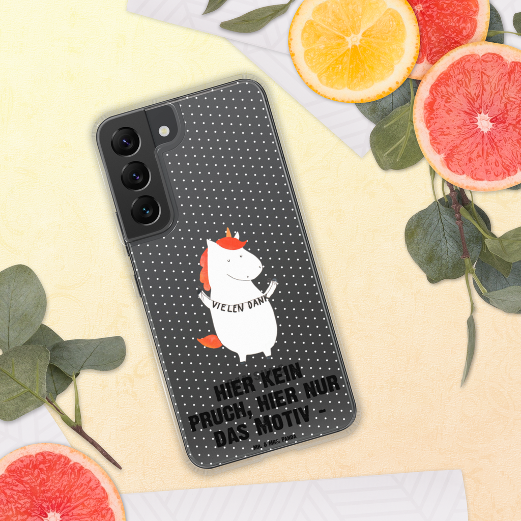 Handyhülle Einhorn Vielen Dank Danke, vielen Dank, Einhorn, Einhörner, Dankeschön, Danksagung, Handyhülle, Handycover, Transparente Handyhülle, Flexible Handyhülle, Handyschutz, Transparent, Durchsichtig, Schutzhülle für Handy, Stilvolle Handyhülle, Robuste Handyhülle, Schutz vor Kratzern, Schützende Handyhülle  Einhorn, Einhörner, Einhorn Deko, Pegasus, Unicorn