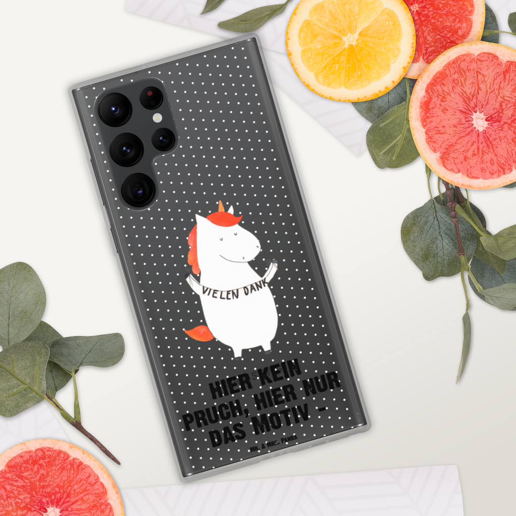 Handyhülle Einhorn Vielen Dank Danke, vielen Dank, Einhorn, Einhörner, Dankeschön, Danksagung, Handyhülle, Handycover, Transparente Handyhülle, Flexible Handyhülle, Handyschutz, Transparent, Durchsichtig, Schutzhülle für Handy, Stilvolle Handyhülle, Robuste Handyhülle, Schutz vor Kratzern, Schützende Handyhülle  Einhorn, Einhörner, Einhorn Deko, Pegasus, Unicorn