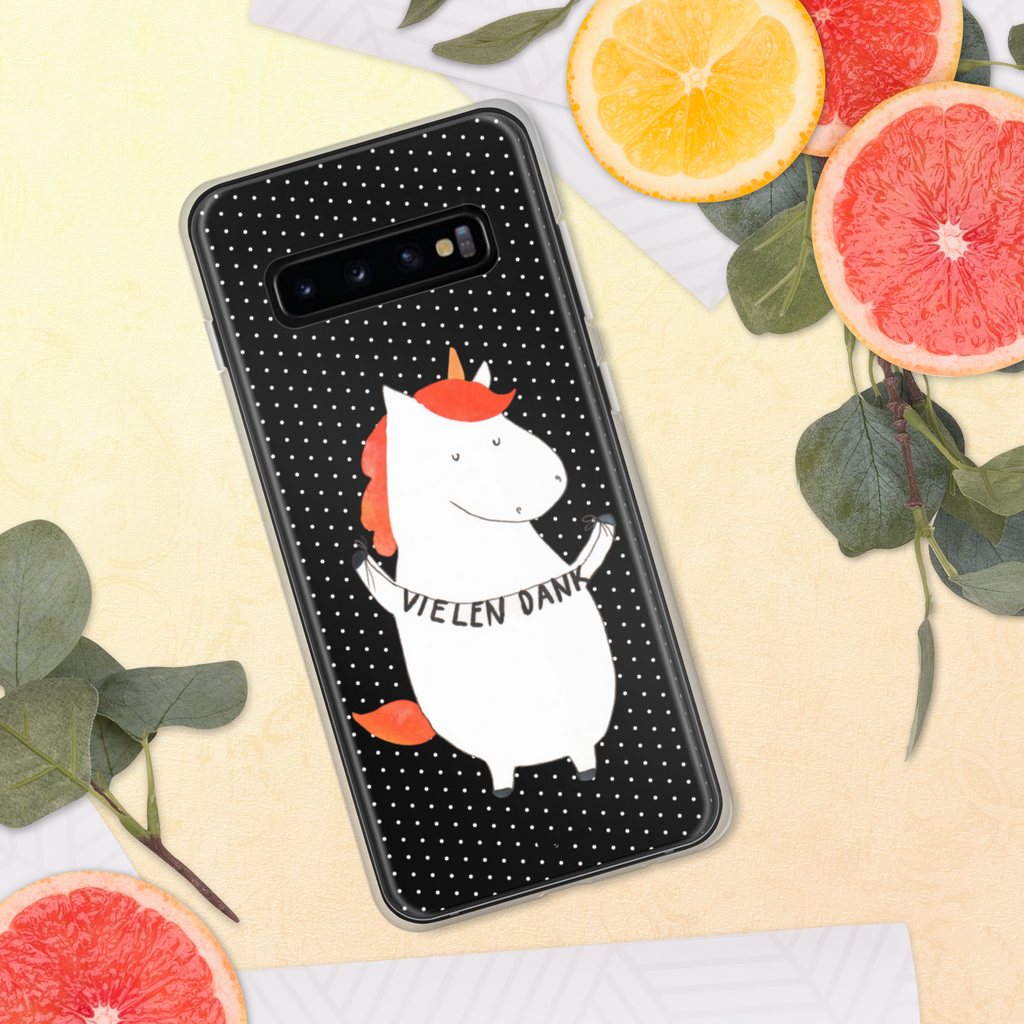 Handyhülle Einhorn Vielen Dank Danke, vielen Dank, Einhorn, Einhörner, Dankeschön, Danksagung, Handyhülle, Handycover, Transparente Handyhülle, Flexible Handyhülle, Handyschutz, Transparent, Durchsichtig, Schutzhülle für Handy, Stilvolle Handyhülle, Robuste Handyhülle, Schutz vor Kratzern, Schützende Handyhülle  Einhorn, Einhörner, Einhorn Deko, Pegasus, Unicorn