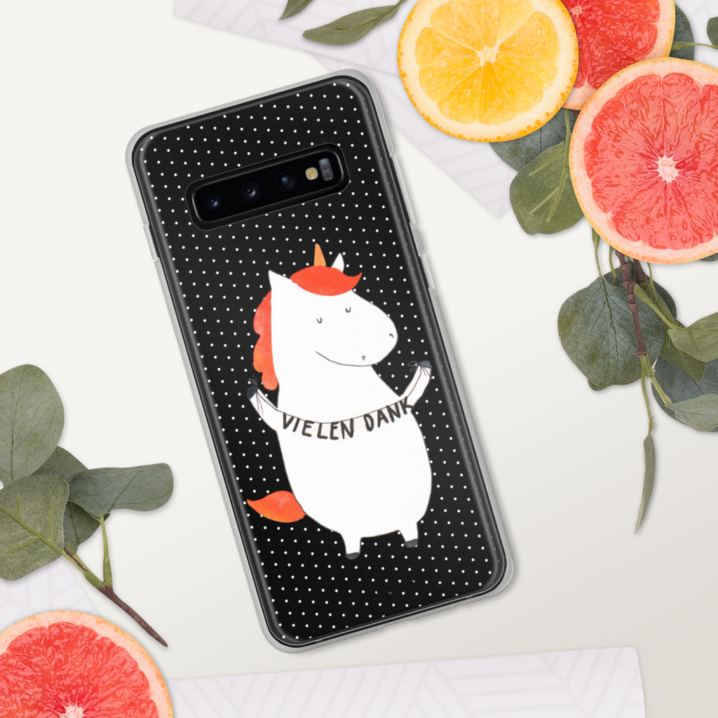 Handyhülle Einhorn Vielen Dank Danke, vielen Dank, Einhorn, Einhörner, Dankeschön, Danksagung, Handyhülle, Handycover, Transparente Handyhülle, Flexible Handyhülle, Handyschutz, Transparent, Durchsichtig, Schutzhülle für Handy, Stilvolle Handyhülle, Robuste Handyhülle, Schutz vor Kratzern, Schützende Handyhülle  Einhorn, Einhörner, Einhorn Deko, Pegasus, Unicorn