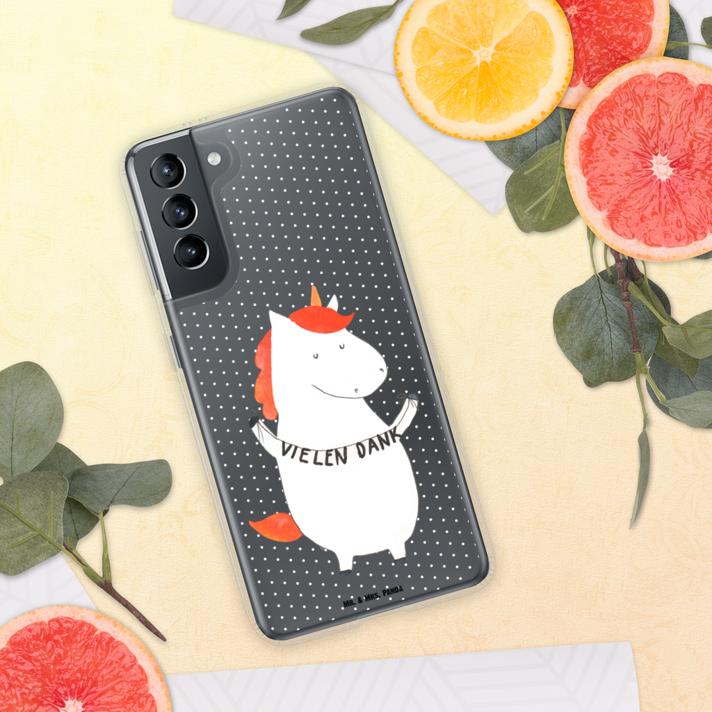 Handyhülle Einhorn Vielen Dank Danke, vielen Dank, Einhorn, Einhörner, Dankeschön, Danksagung, Handyhülle, Handycover, Transparente Handyhülle, Flexible Handyhülle, Handyschutz, Transparent, Durchsichtig, Schutzhülle für Handy, Stilvolle Handyhülle, Robuste Handyhülle, Schutz vor Kratzern, Schützende Handyhülle  Einhorn, Einhörner, Einhorn Deko, Pegasus, Unicorn