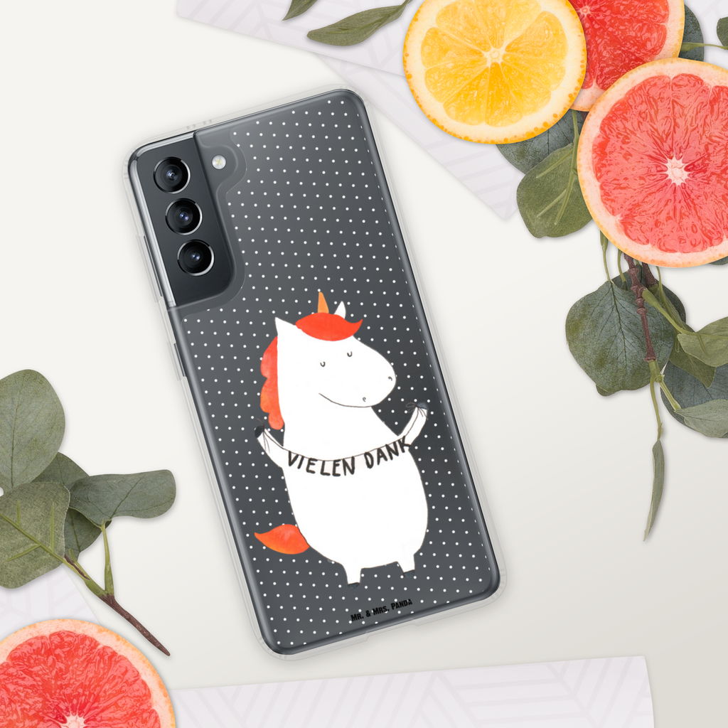 Handyhülle Einhorn Vielen Dank Danke, vielen Dank, Einhorn, Einhörner, Dankeschön, Danksagung, Handyhülle, Handycover, Transparente Handyhülle, Flexible Handyhülle, Handyschutz, Transparent, Durchsichtig, Schutzhülle für Handy, Stilvolle Handyhülle, Robuste Handyhülle, Schutz vor Kratzern, Schützende Handyhülle  Einhorn, Einhörner, Einhorn Deko, Pegasus, Unicorn