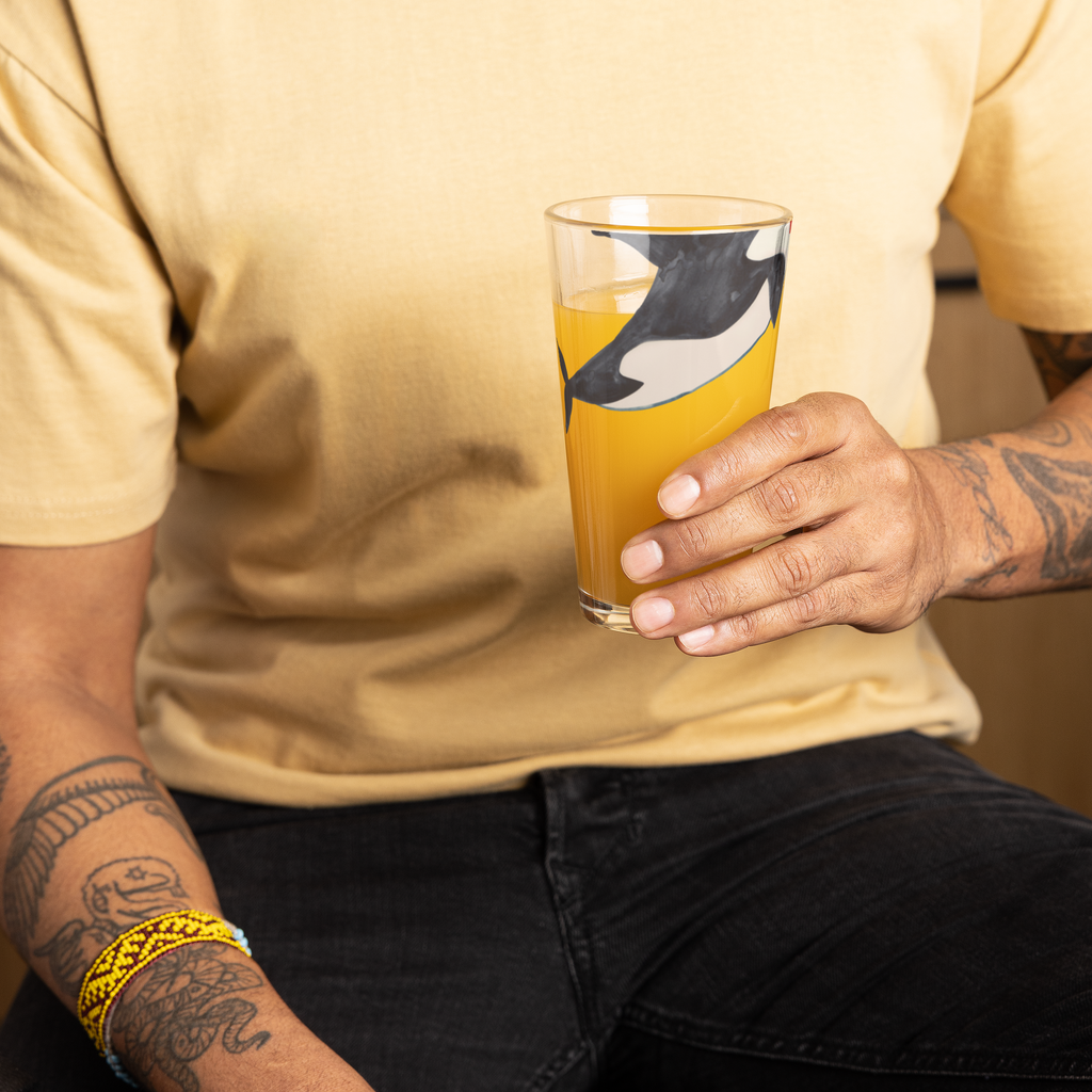 Personalisiertes Trinkglas Orca Zylinder Personalisiertes Trinkglas, Personalisiertes Glas, Personalisiertes Pint Glas, Personalisiertes Bierglas, Personalisiertes Cocktail Glas, Personalisiertes Wasserglas, Glas mit Namen, Glas selber bedrucken, Wunschtext, Selbst drucken, Wunschname, Meerestiere, Meer, Urlaub, Narwal, Glitter, Konfetti, Glitzer, Geburtstag, Feier, Fete, Fest, Glückwunsch, Orca