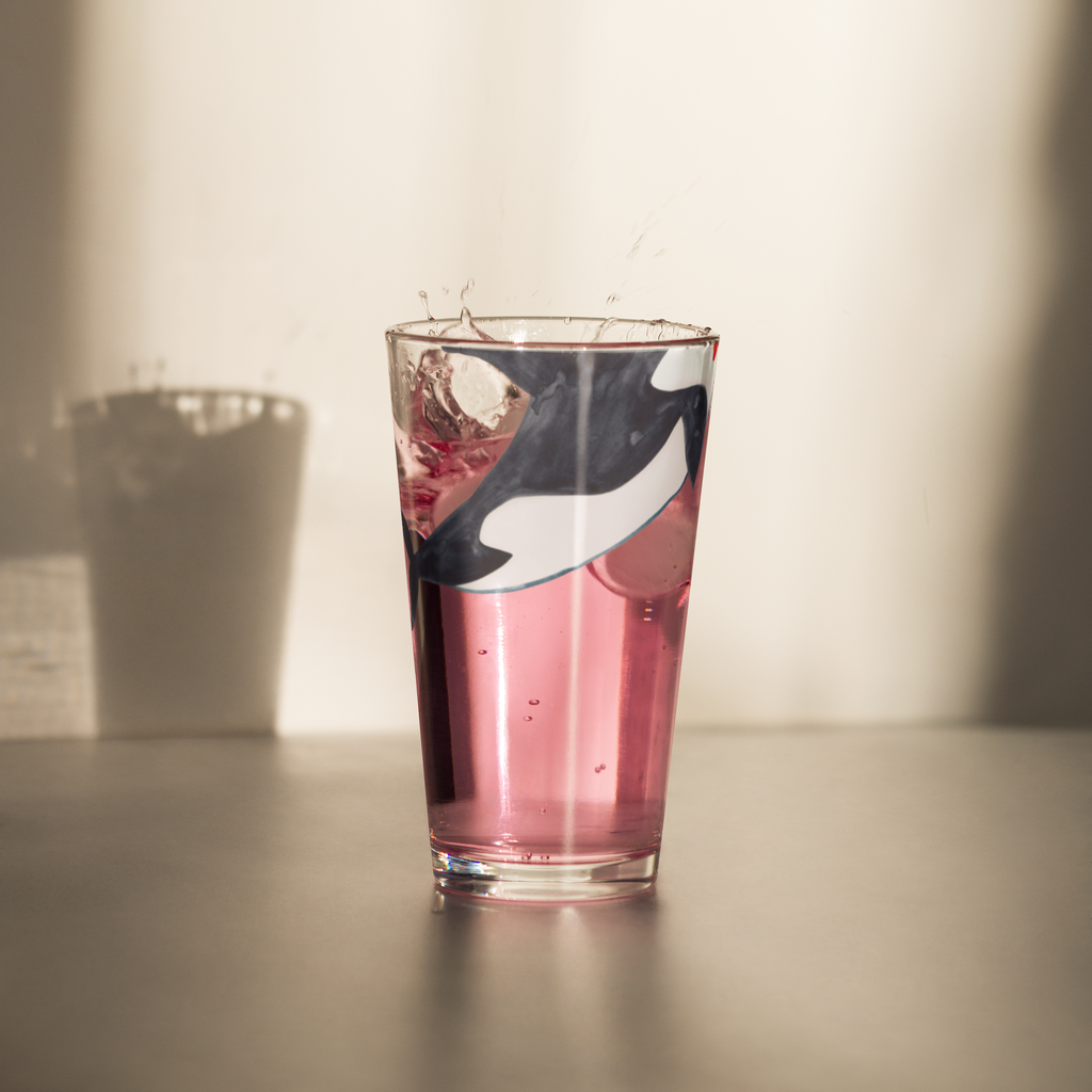 Personalisiertes Trinkglas Orca Zylinder Personalisiertes Trinkglas, Personalisiertes Glas, Personalisiertes Pint Glas, Personalisiertes Bierglas, Personalisiertes Cocktail Glas, Personalisiertes Wasserglas, Glas mit Namen, Glas selber bedrucken, Wunschtext, Selbst drucken, Wunschname, Meerestiere, Meer, Urlaub, Narwal, Glitter, Konfetti, Glitzer, Geburtstag, Feier, Fete, Fest, Glückwunsch, Orca