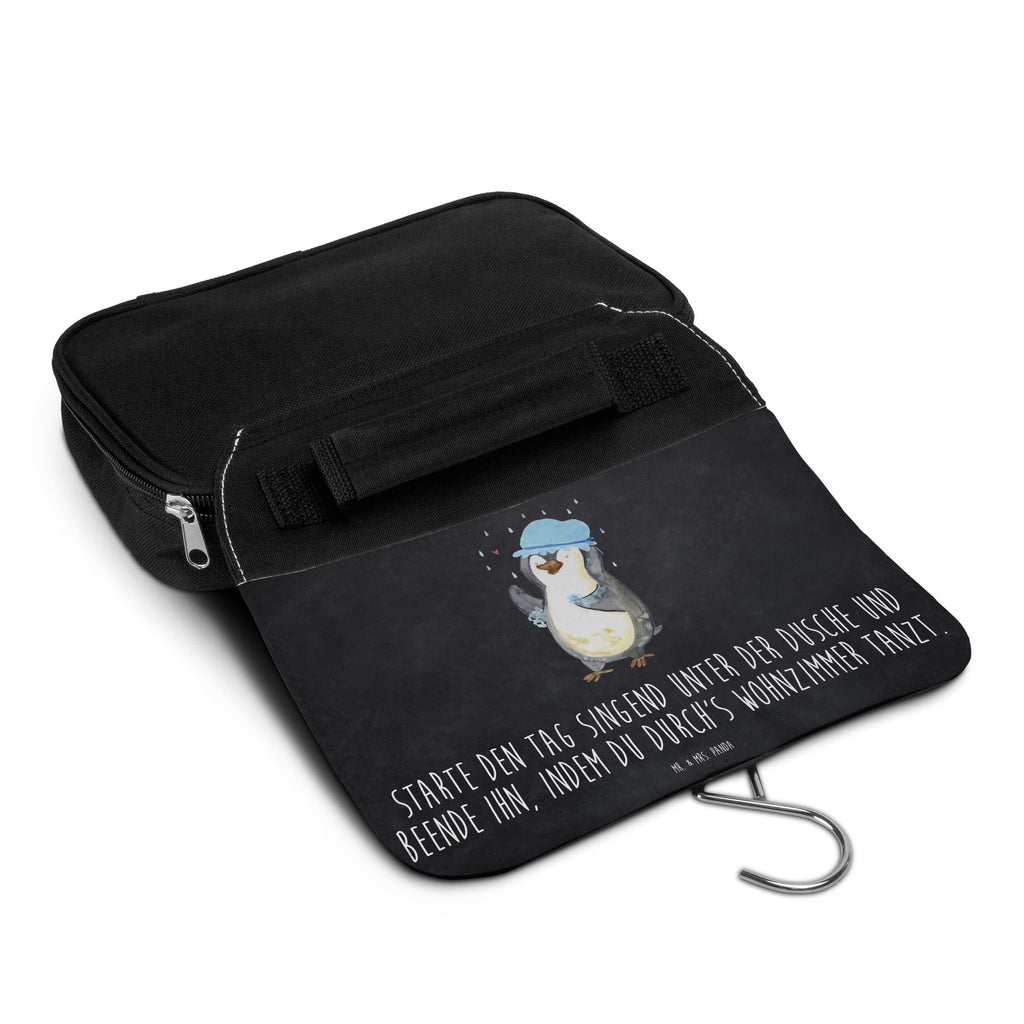 Kulturbeutel Pinguin duscht Kulturbeutel, Zum Aufhängen, Waschtasche, Kosmetiktasche, Damen, Herren, Aufbewahrungstasche, Schminktasche, Kosmetikbeutel, Organizer, Kulturtasche, Schminkutensil, Pinguin, Pinguine, Dusche, duschen, Lebensmotto, Motivation, Neustart, Neuanfang, glücklich sein