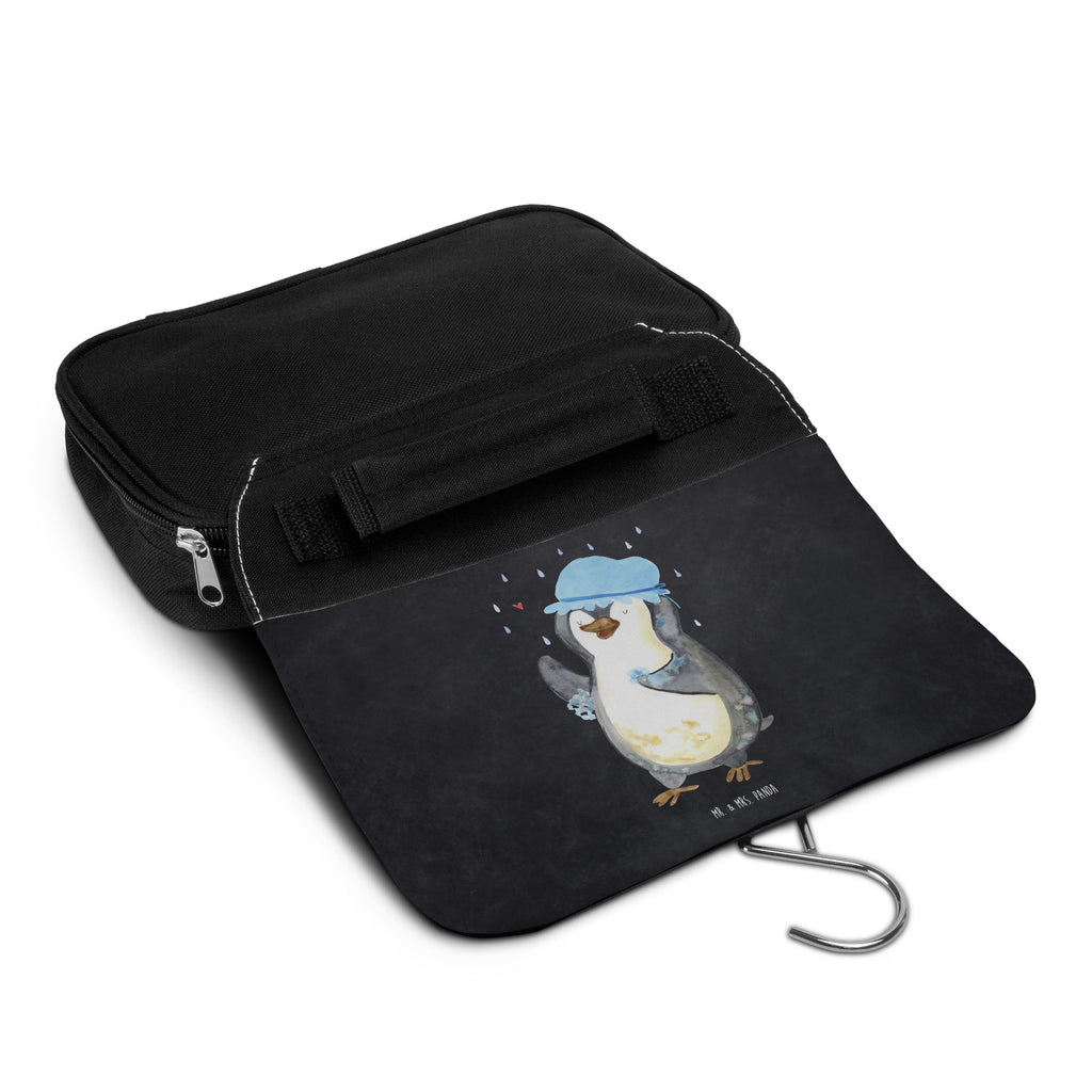 Kulturbeutel Pinguin duscht Kulturbeutel, Zum Aufhängen, Waschtasche, Kosmetiktasche, Damen, Herren, Aufbewahrungstasche, Schminktasche, Kosmetikbeutel, Organizer, Kulturtasche, Schminkutensil, Pinguin, Pinguine, Dusche, duschen, Lebensmotto, Motivation, Neustart, Neuanfang, glücklich sein