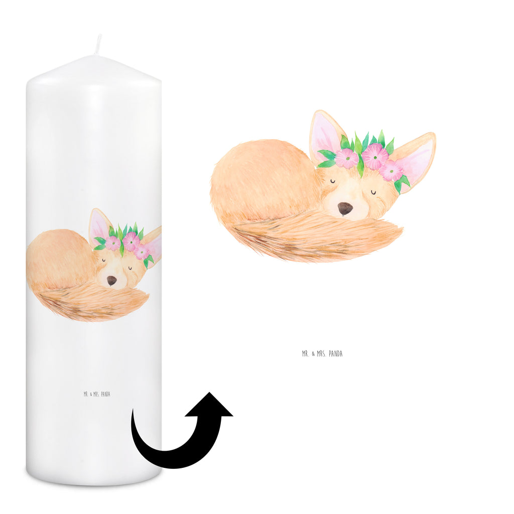 Kerze Wüstenfuchs Blumenkranz Kerze, Taufkerze, Kommunionskerze, Geburtstagskerze, Geschenk Kerze, Taufgeschenk Kerze, Kerze mit Druck, Besondere Kerze, Geschenkidee Kerze, Kerze für Kommunion, Geburtstag Kerze, Kommunion Kerze, Afrika, Wildtiere, Wüste, Wüstenfuchs, Blumen, Blumenkranz, Glücklich