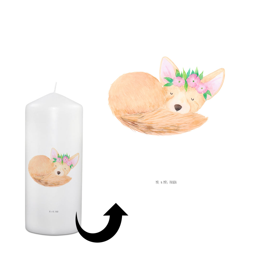 Kerze Wüstenfuchs Blumenkranz Kerze, Taufkerze, Kommunionskerze, Geburtstagskerze, Geschenk Kerze, Taufgeschenk Kerze, Kerze mit Druck, Besondere Kerze, Geschenkidee Kerze, Kerze für Kommunion, Geburtstag Kerze, Kommunion Kerze, Afrika, Wildtiere, Wüste, Wüstenfuchs, Blumen, Blumenkranz, Glücklich
