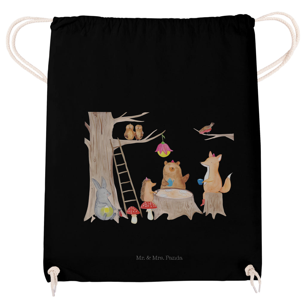 Sportbeutel Waldtiere Picknick Turnbeutel, Beutel, Sporttasche, Tasche, Stoffbeutel, Tiermotive, Gute Laune, lustige Sprüche, Tiere, Waldtiere, Picknick, Wald, Fuchs, Hase, Igel, Maus, Eichhörnchen