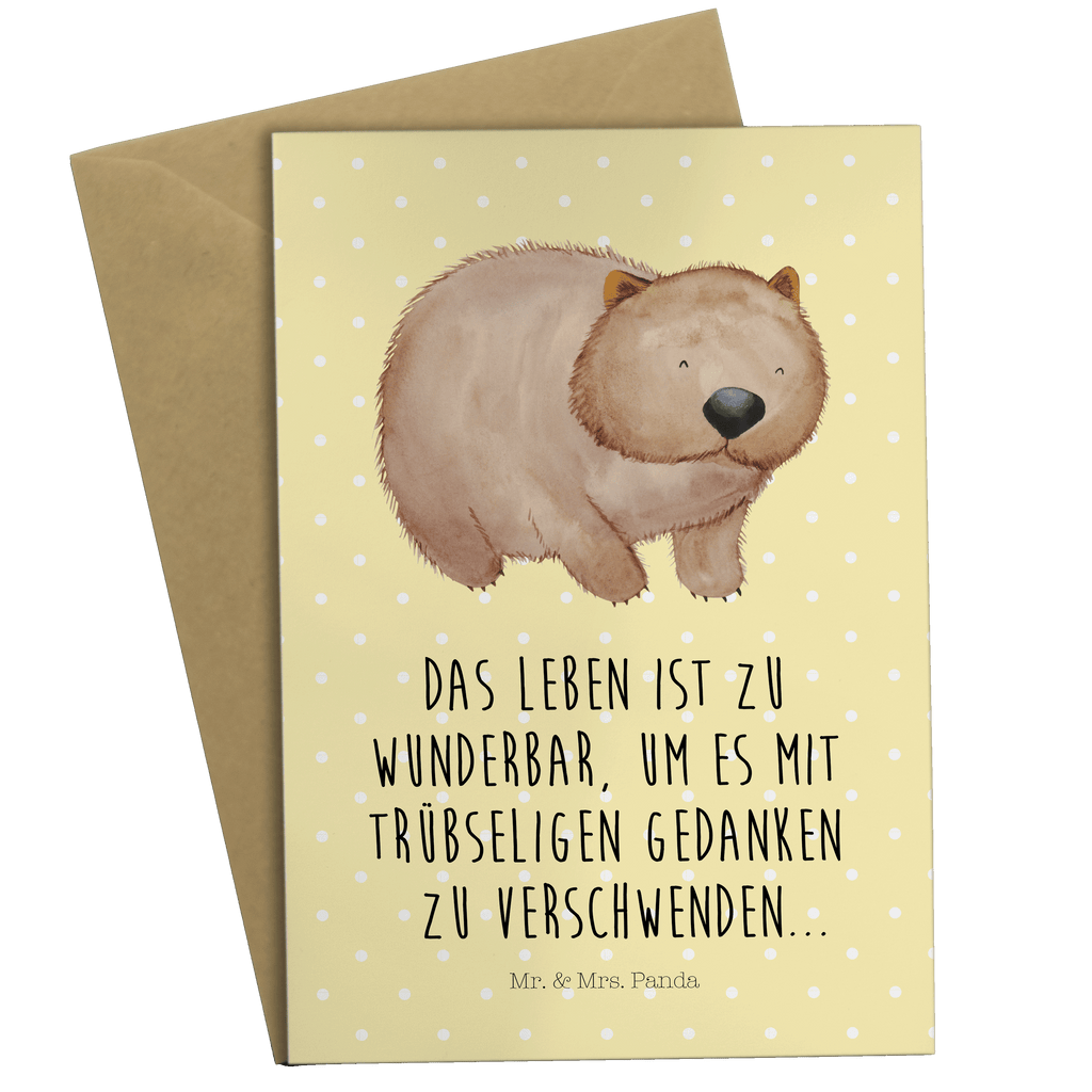 Grußkarte Wombat Klappkarte, Einladungskarte, Glückwunschkarte, Hochzeitskarte, Geburtstagskarte, Karte, Tiermotive, Gute Laune, lustige Sprüche, Tiere, Wombat, Das Leben ist schön, Motivation, Spruch, Australien
