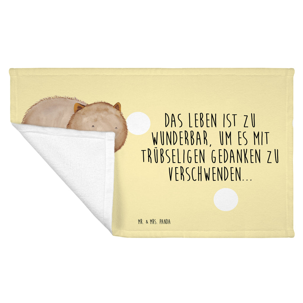 Gäste Handtuch Wombat Gästetuch, Reisehandtuch, Sport Handtuch, Frottier, Kinder Handtuch, süße Tiermotive, gute Laune, lustige Sprüche, Tiere, Wombat, Das Leben ist schön, Motivation, Spruch, Australien