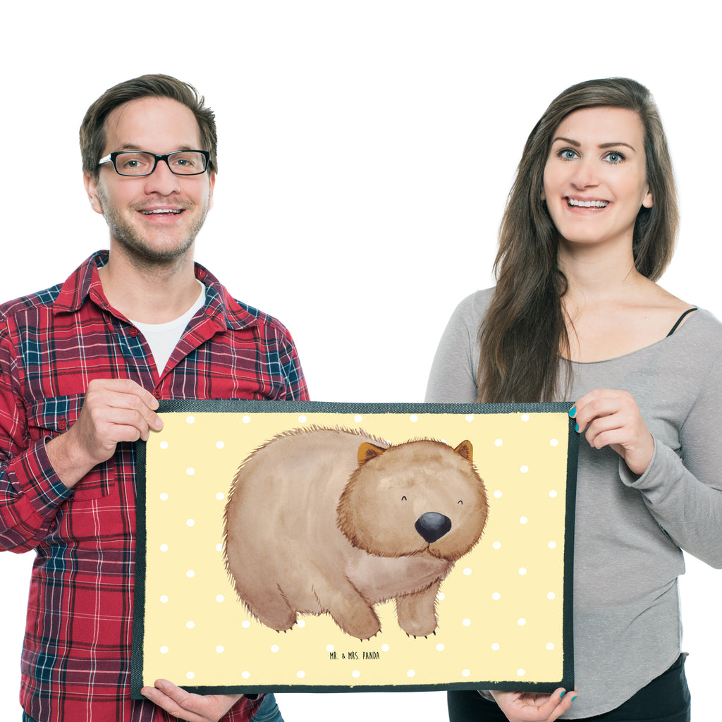 Fußmatte Wombat Türvorleger, Schmutzmatte, Fußabtreter, Matte, Schmutzfänger, Fußabstreifer, Schmutzfangmatte, Türmatte, Motivfußmatte, Haustürmatte, Vorleger, süße Tiermotive, gute Laune, lustige Sprüche, Tiere, Wombat, Das Leben ist schön, Motivation, Spruch, Australien