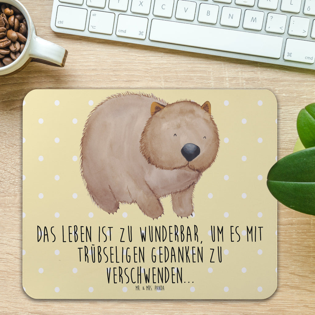 Mauspad Wombat Mousepad, Computer zubehör, Büroausstattung, PC Zubehör, Arbeitszimmer, Mauspad, Einzigartiges Mauspad, Designer Mauspad, Tiermotive, Gute Laune, lustige Sprüche, Tiere, Wombat, Das Leben ist schön, Motivation, Spruch, Australien