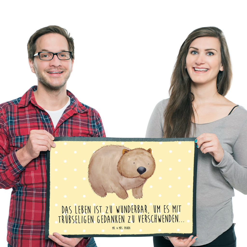 Fußmatte Wombat Türvorleger, Schmutzmatte, Fußabtreter, Matte, Schmutzfänger, Fußabstreifer, Schmutzfangmatte, Türmatte, Motivfußmatte, Haustürmatte, Vorleger, süße Tiermotive, gute Laune, lustige Sprüche, Tiere, Wombat, Das Leben ist schön, Motivation, Spruch, Australien