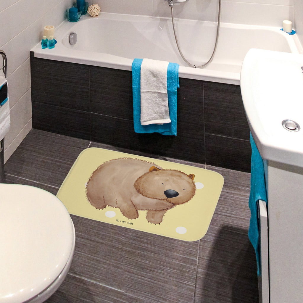 Badvorleger Wombat Badematte, Badteppich, Duschvorleger, Badezimmerteppich, Badezimmermatte, Badvorleger, Duschmatte, Duschteppich, Tiermotive, Gute Laune, lustige Sprüche, Tiere, Wombat, Das Leben ist schön, Motivation, Spruch, Australien