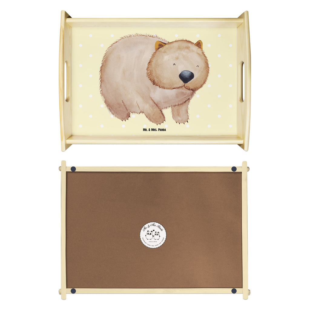 Serviertablett Wombat Tablett, Holztablett, Küchentablett, Dekotablett, Frühstückstablett, Tiermotive, Gute Laune, lustige Sprüche, Tiere, Wombat, Das Leben ist schön, Motivation, Spruch, Australien