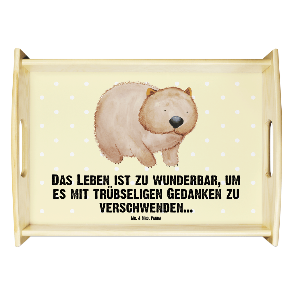 Serviertablett Wombat Tablett, Holztablett, Küchentablett, Dekotablett, Frühstückstablett, Tiermotive, Gute Laune, lustige Sprüche, Tiere, Wombat, Das Leben ist schön, Motivation, Spruch, Australien