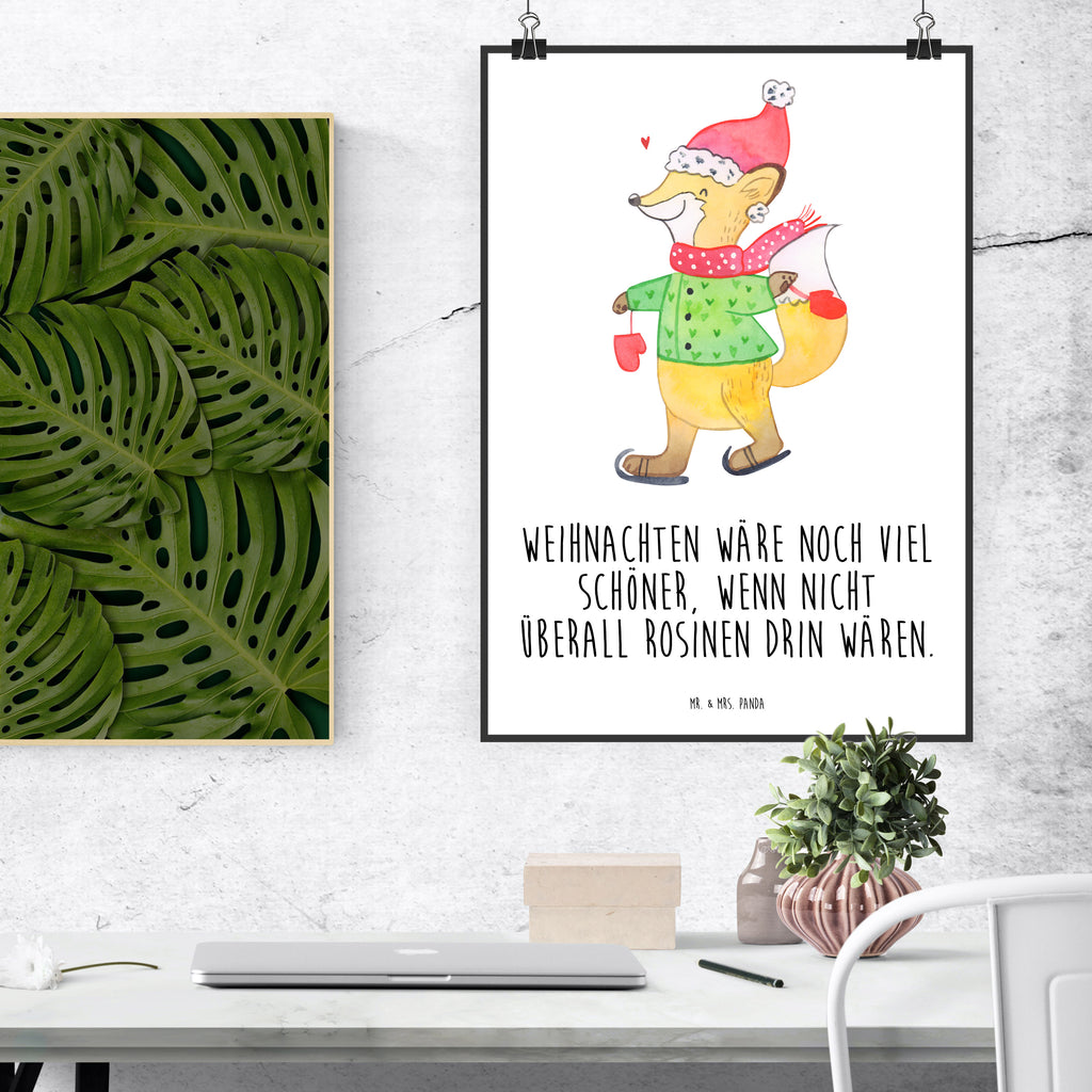 Poster Fuchs  Schlittschuhe Poster, Wandposter, Bild, Wanddeko, Küchenposter, Kinderposter, Wanddeko Bild, Raumdekoration, Wanddekoration, Handgemaltes Poster, Mr. & Mrs. Panda Poster, Designposter, Kunstdruck, Posterdruck, Winter, Weihnachten, Weihnachtsdeko, Nikolaus, Advent, Heiligabend, Wintermotiv, Weihnachtsmann, Weihnachtstage, Weihnachtsbaum, Tannenbaum, Weihnachtszeit