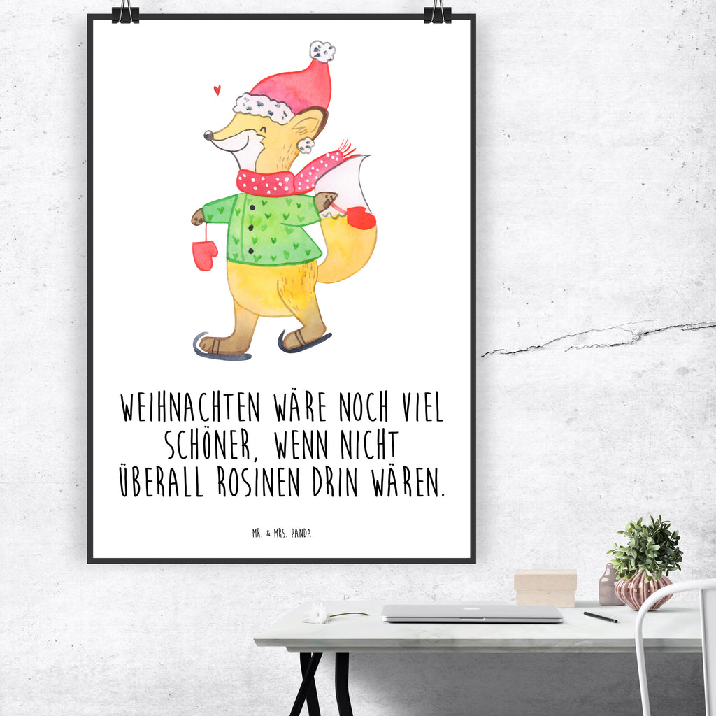 Poster Fuchs  Schlittschuhe Poster, Wandposter, Bild, Wanddeko, Küchenposter, Kinderposter, Wanddeko Bild, Raumdekoration, Wanddekoration, Handgemaltes Poster, Mr. & Mrs. Panda Poster, Designposter, Kunstdruck, Posterdruck, Winter, Weihnachten, Weihnachtsdeko, Nikolaus, Advent, Heiligabend, Wintermotiv, Weihnachtsmann, Weihnachtstage, Weihnachtsbaum, Tannenbaum, Weihnachtszeit