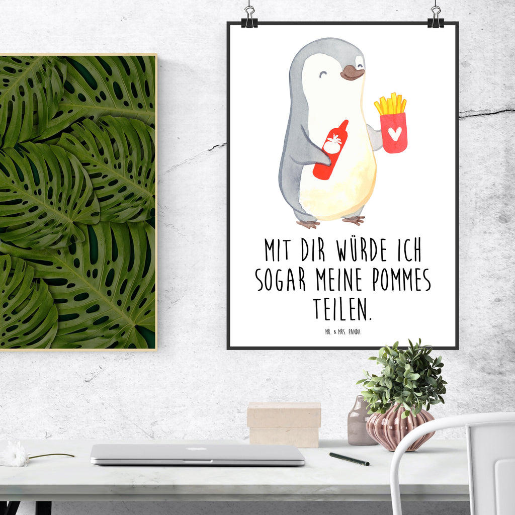 Poster Pinguin Pommes Valentinstag, Geschenk für Frauen, Liebesgeschenk, Jahrestag, Hochzeitstag, Mitbringsel, Geschenk für Freundin, Geschenk für Partner, Freund, Liebesbeweis, für Männer, für Ehemann Poster, Wandposter, Bild, Wanddeko, Küchenposter, Kinderposter, Wanddeko Bild, Raumdekoration, Wanddekoration, Handgemaltes Poster, Mr. & Mrs. Panda Poster, Designposter, Kunstdruck, Posterdruck  Liebe,  Partner, Freund, Freundin, Ehemann, Ehefrau, Heiraten, Verlobung, Heiratsantrag, Liebesgeschenk, Jahrestag, Hocheitstag